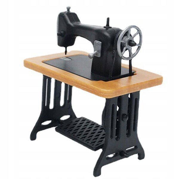 Mini macchina da cucire vintage per casetta delle bambole in scala 1:12 gialla