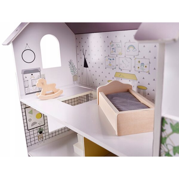 70 cm großes Puppenhaus aus Holz mit Möbeln, kreatives und sicheres Spielen für Kinder