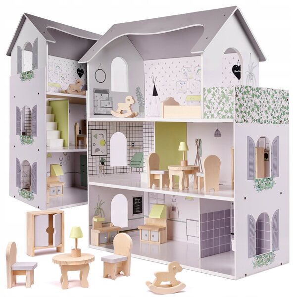 70 cm großes Puppenhaus aus Holz mit Möbeln, kreatives und sicheres Spielen für Kinder