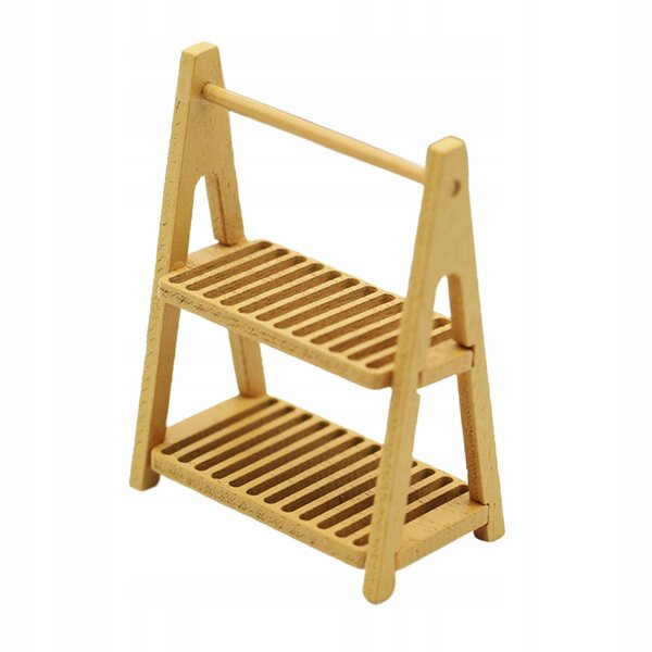 Mini Stander in legno a due livelli per casa delle bambole e scenari 1/6 1/12