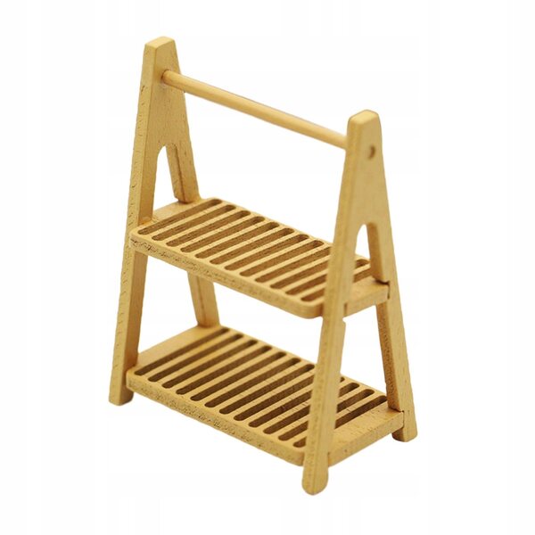 Mini Stander in legno a due livelli per casa delle bambole e scenari 1/6 1/12