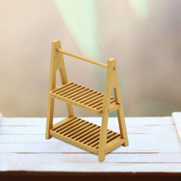 Mini Stander in legno a due livelli per casa delle bambole e scenari 1/6 1/12