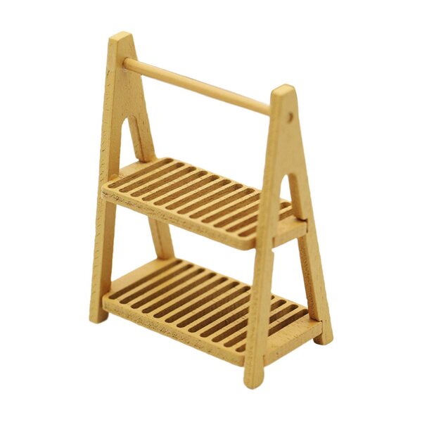 Mini Stander in legno a due livelli per casa delle bambole e scenari 1/6 1/12