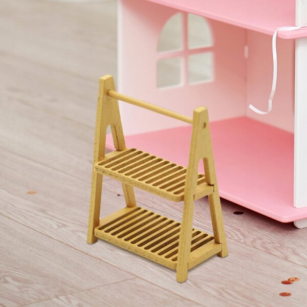 Mini Stander in legno a due livelli per casa delle bambole e scenari 1/6 1/12