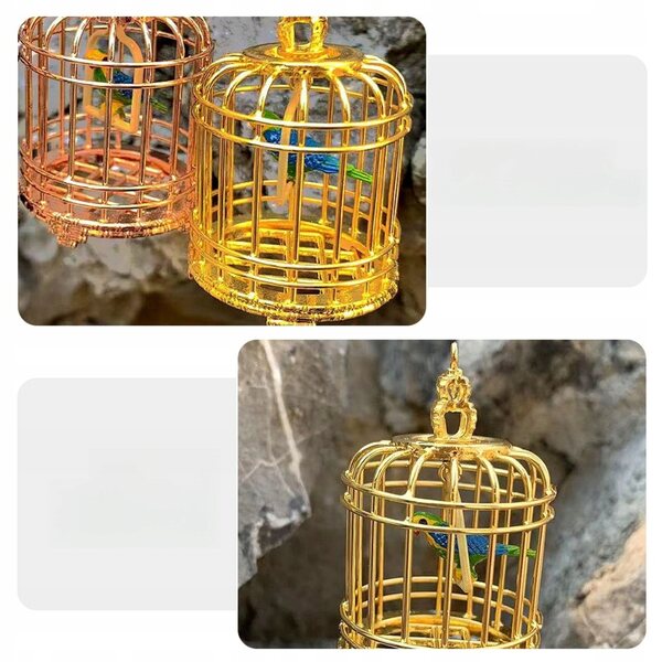Miniatuur gouden vogelkooi decoratief voor poppenhuizen 1:12