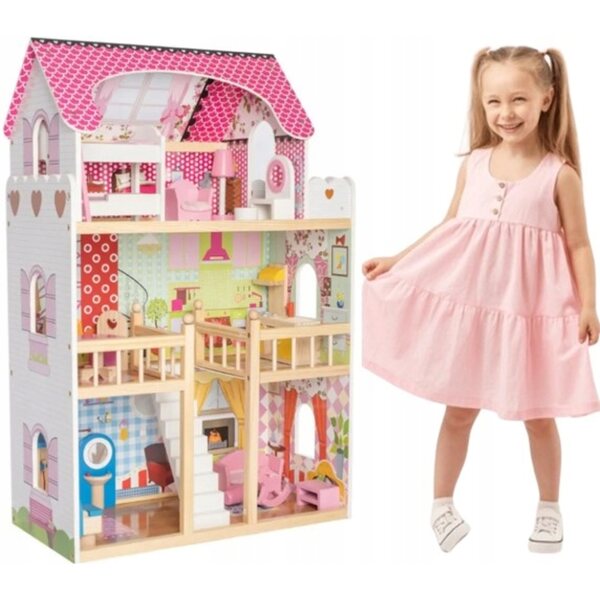 Dollhouse portatile in legno con mobili per bambine - gioco creativo e luminoso