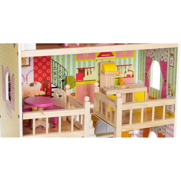 Dollhouse portatile in legno con mobili per bambine - gioco creativo e luminoso