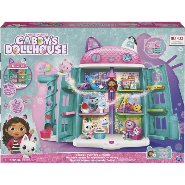 Grande casa delle bambole Gabby's Dollhouse interattiva 60 cm con suoni e personaggi