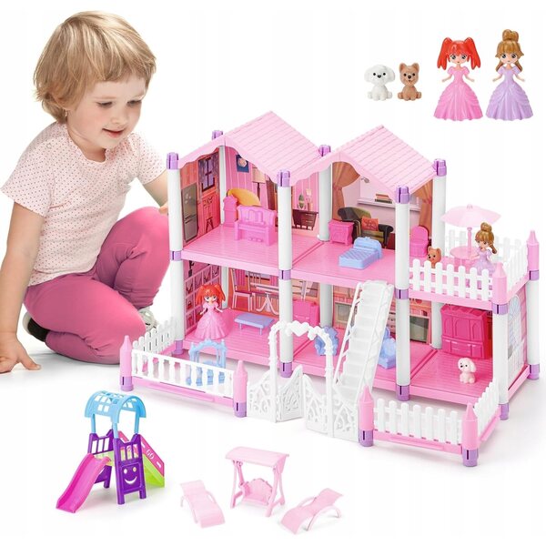 DeAO Dream - Casa delle Bambole con Mobili per Bambini dai 3 Anni in Su