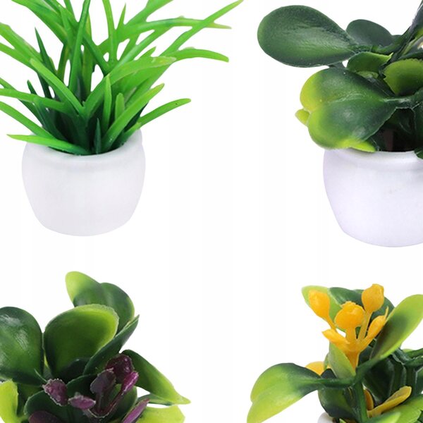 Set 4 Piante in Miniatura per Casa delle Bambole Decori 1:12 in Plastica