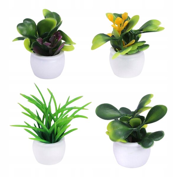 Set 4 Piante in Miniatura per Casa delle Bambole Decori 1:12 in Plastica