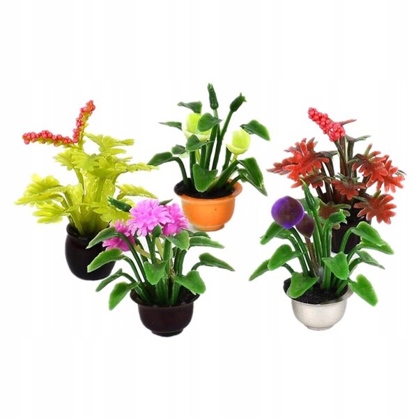 Miniaturen 5 potplanten 1:20 1:25 1:30 voor poppenhuis, set van 5 stuks