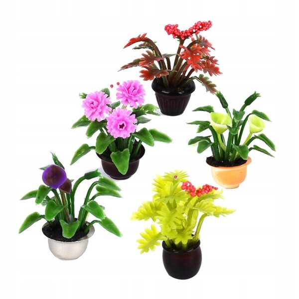 Miniature 5 piante in vaso 1:20 1:25 1:30 per casa delle bambole, set di 5 pezzi