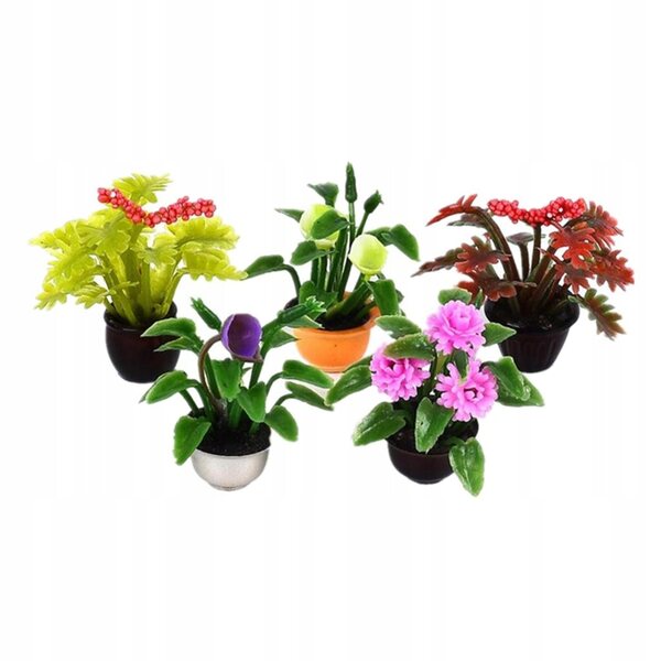 Miniature 5 piante in vaso 1:20 1:25 1:30 per casa delle bambole, set di 5 pezzi