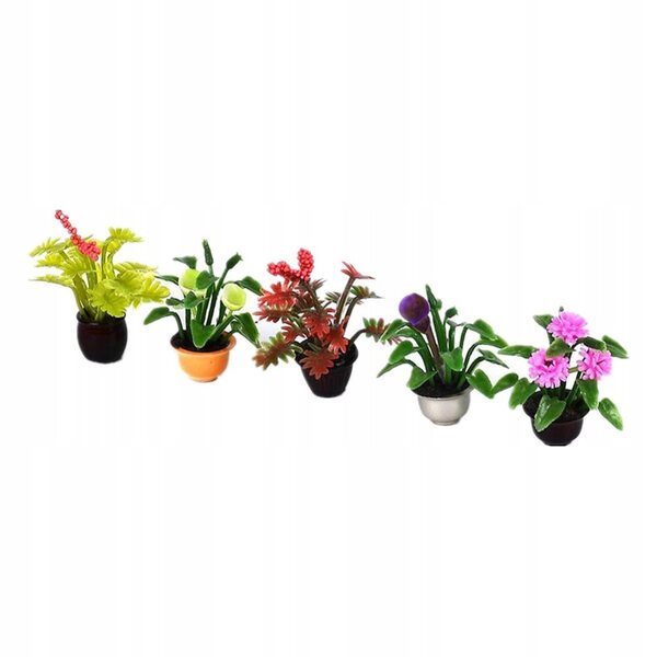 Miniature 5 piante in vaso 1:20 1:25 1:30 per casa delle bambole, set di 5 pezzi