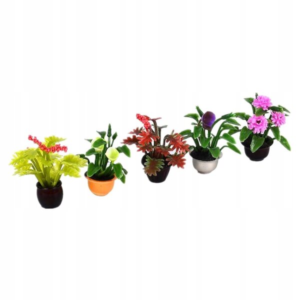 Miniature 5 piante in vaso 1:20 1:25 1:30 per casa delle bambole, set di 5 pezzi