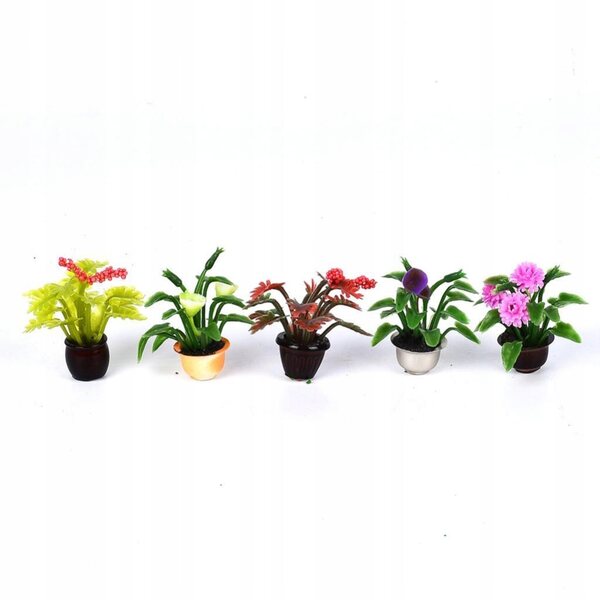 Miniature 5 piante in vaso 1:20 1:25 1:30 per casa delle bambole, set di 5 pezzi