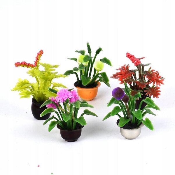 Miniature 5 piante in vaso 1:20 1:25 1:30 per casa delle bambole, set di 5 pezzi