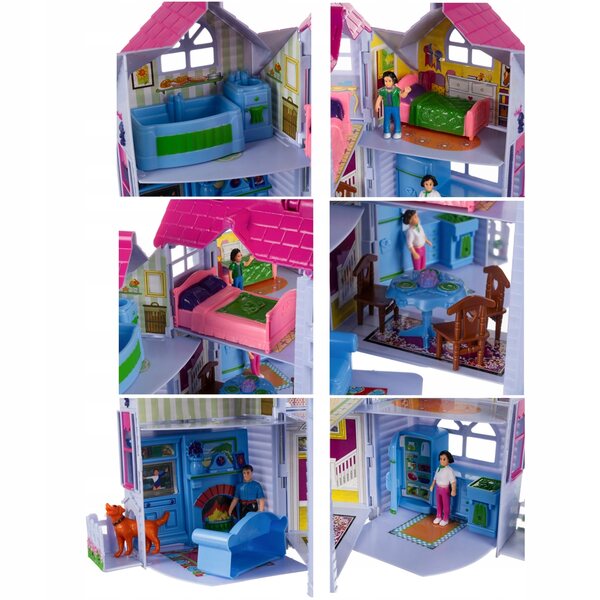 ISO TRADE casa delle bambole pieghevole con mobili, 6 stanze, giocattolo per bambini 3+