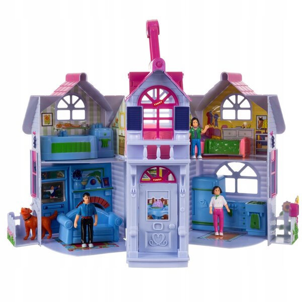 ISO TRADE casa delle bambole pieghevole con mobili, 6 stanze, giocattolo per bambini 3+