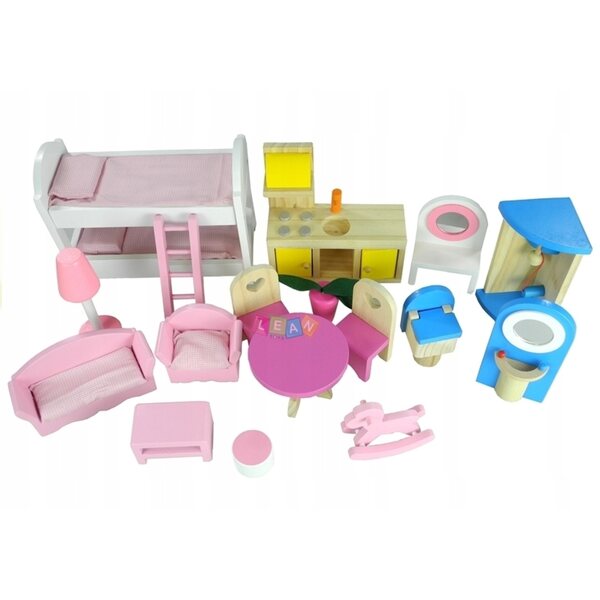 Casa delle bambole in legno Melisa con 5 stanze, 90x59x33 cm, giocattolo per bambini 3+