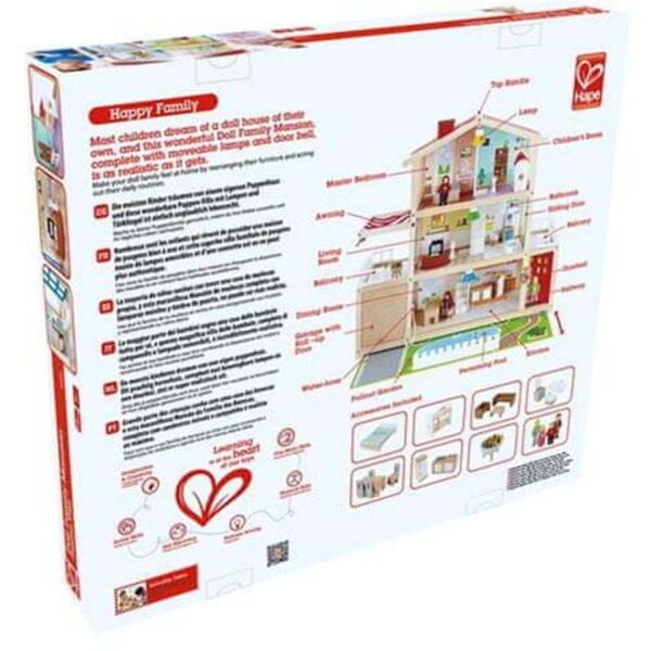 Hape E3405 – Großes Puppenhaus aus Holz mit LED und Zubehör 62 cm
