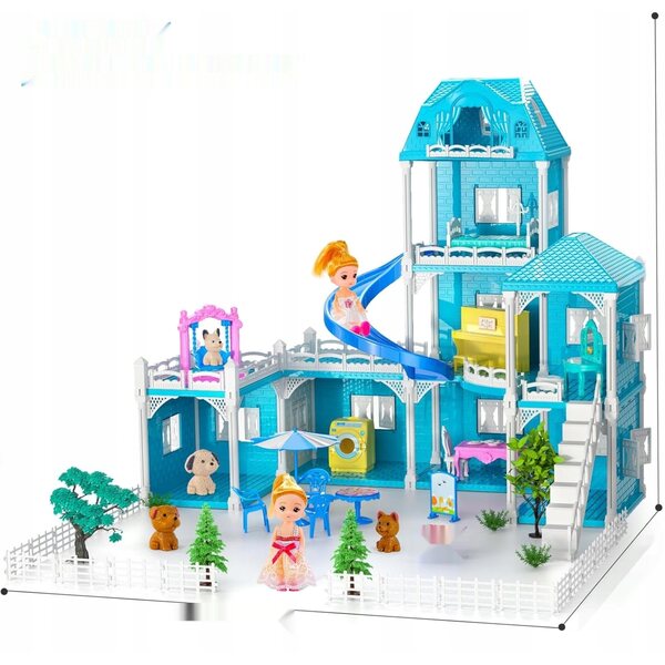 Doloowee 3-stöckiges Puppenhaus mit Zubehör und Puppen, 16 Zoll