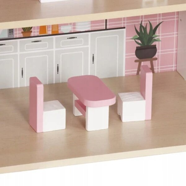 Grande casa delle bambole in legno con illuminazione LED e accessori inclusi