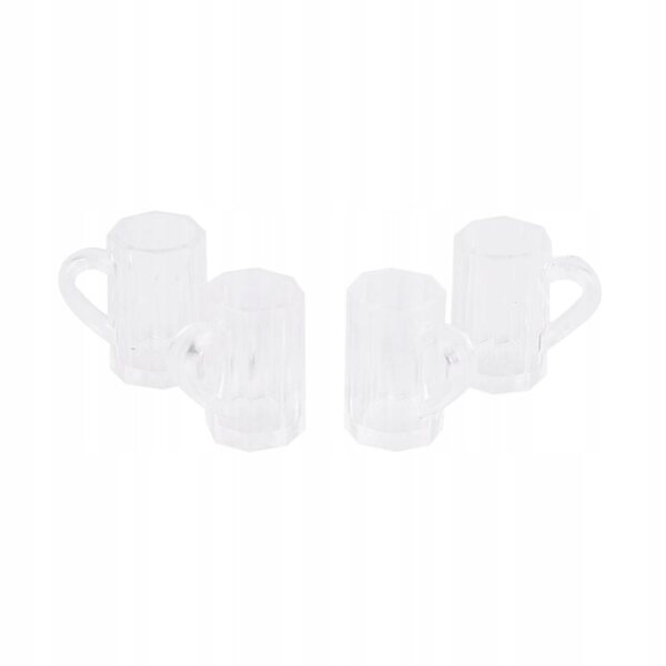 Set 4 Miniature Bicchieri Birra in Plastica per Casa delle Bambole 1:12