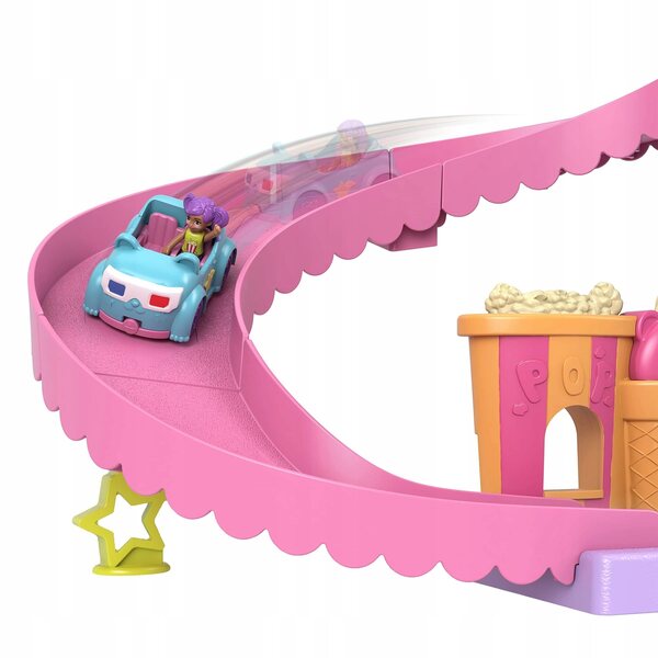 Polly Pocket Cinema Car med parkering og rutsjebane - CE-plastikspil til børn 4+