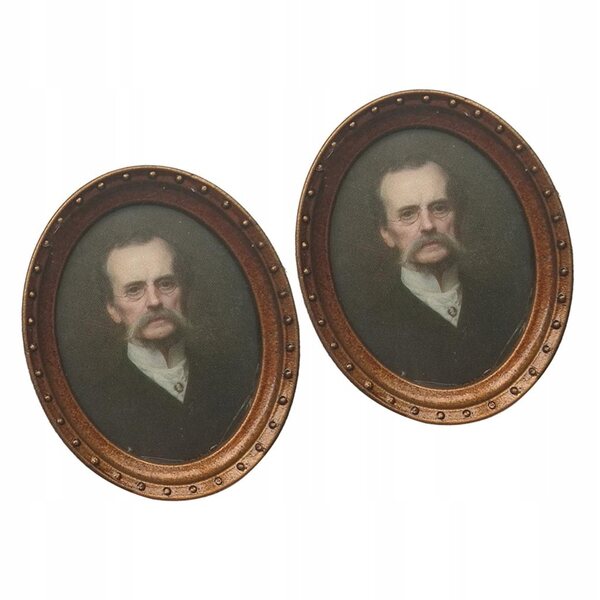 Oval nøglering miniaturer til 1/12 dukkehus, vintage 2-delt sæt