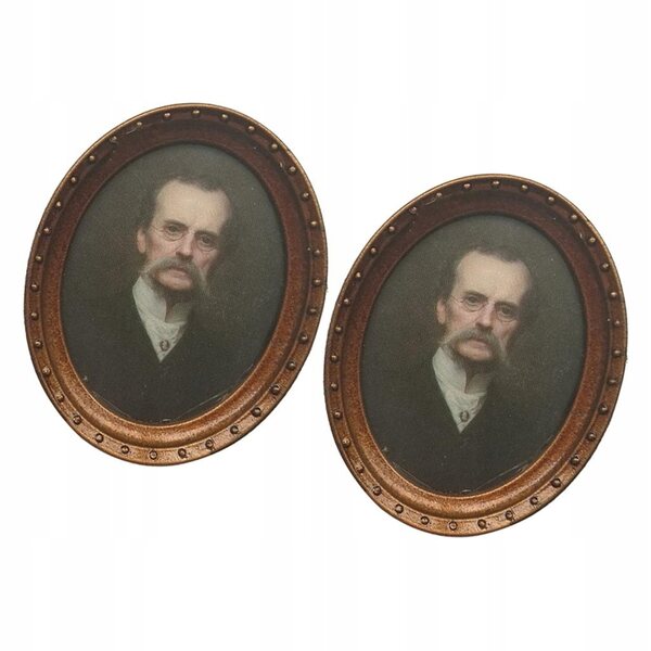 Oval nøglering miniaturer til 1/12 dukkehus, vintage 2-delt sæt