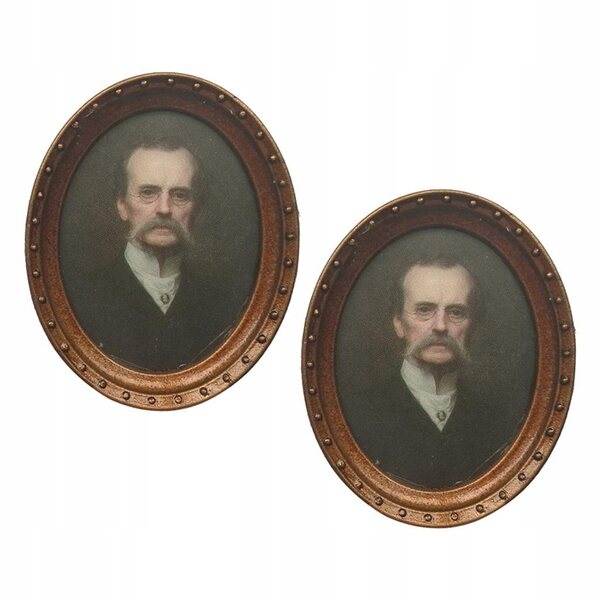 Oval nøglering miniaturer til 1/12 dukkehus, vintage 2-delt sæt