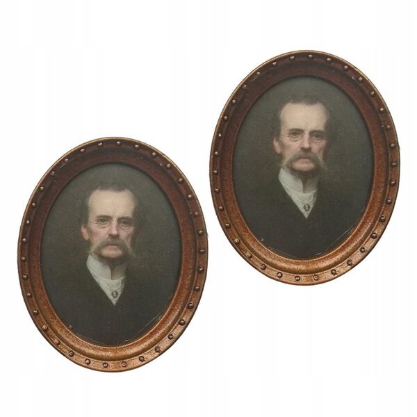 Oval nøglering miniaturer til 1/12 dukkehus, vintage 2-delt sæt