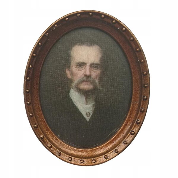 Oval nøglering miniaturer til 1/12 dukkehus, vintage 2-delt sæt