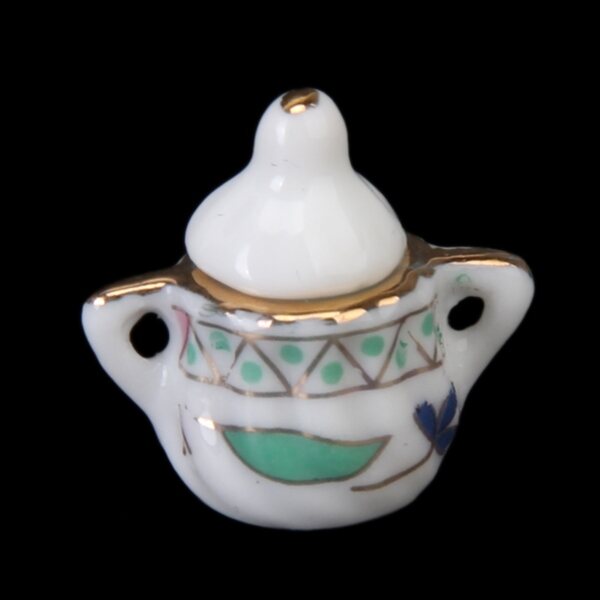 Ensemble miniature en porcelaine 15 pièces avec motif floral pour maison de poupée 1:12