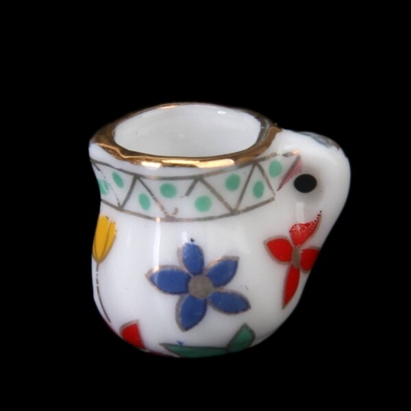 Ensemble miniature en porcelaine 15 pièces avec motif floral pour maison de poupée 1:12