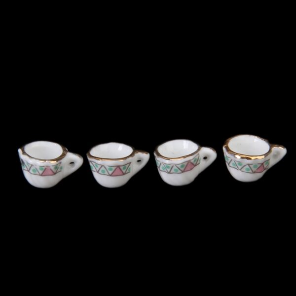 Ensemble miniature en porcelaine 15 pièces avec motif floral pour maison de poupée 1:12