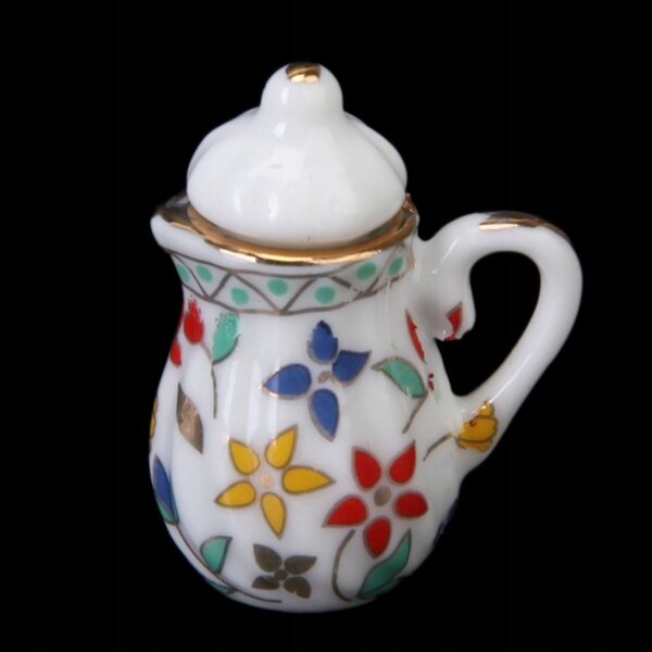 Ensemble miniature en porcelaine 15 pièces avec motif floral pour maison de poupée 1:12