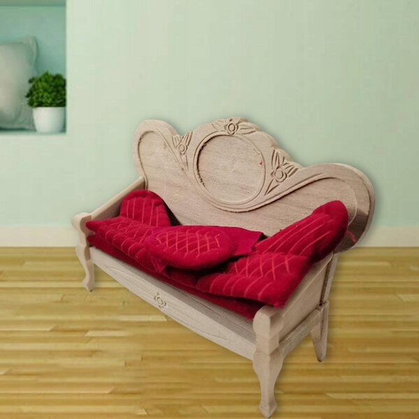 1:12 Miniatursofa im Vintage-Stil für Puppenhäuser aus Holz und Samt