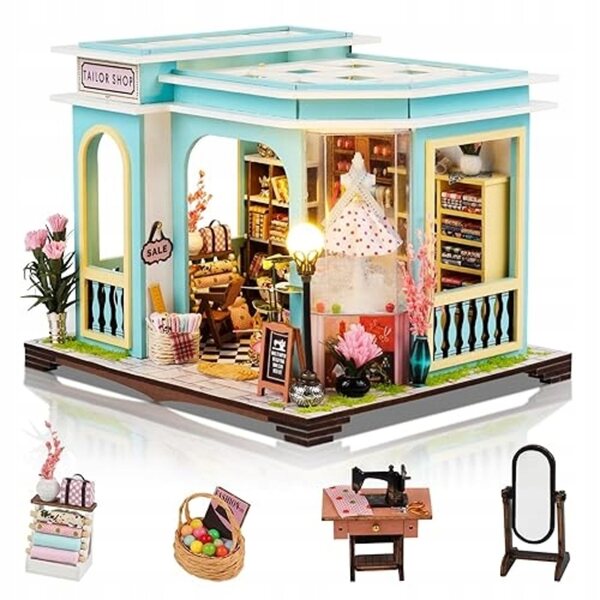 DIY-Puppenhaus-Miniaturset im Maßstab 1:24 mit Möbeln und Zubehör zum Zusammenbauen