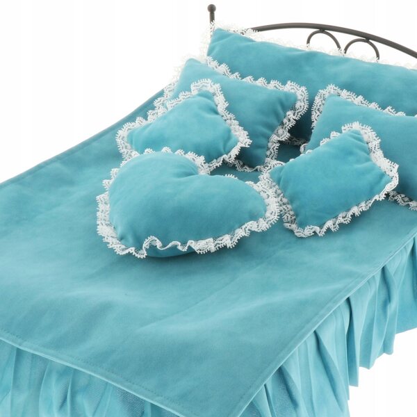 Letto retro in ferro battuto 1/6 per bambole con materasso e 6 cuscini