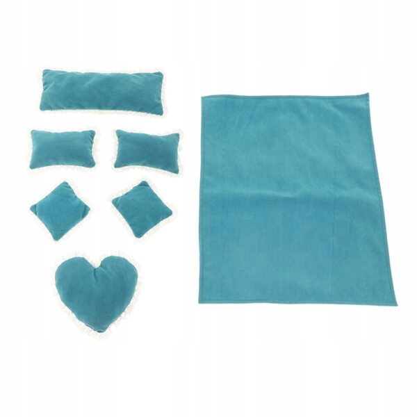 Letto retro in ferro battuto 1/6 per bambole con materasso e 6 cuscini
