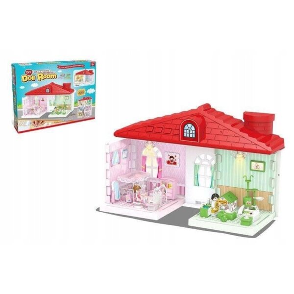 Casa per bambole con accessori e luci colorate - giocattolo Swede 46x36 cm