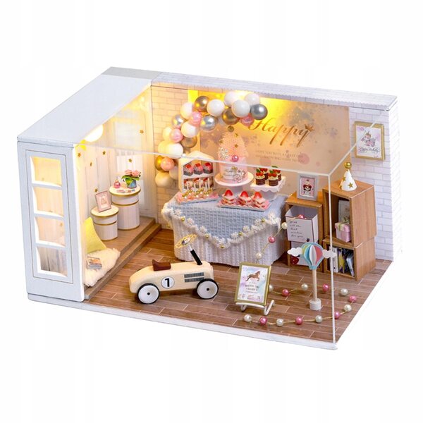 Miniatura Casa delle Bambole 1:24 fai da te in Legno con LED e Arredi Realistici