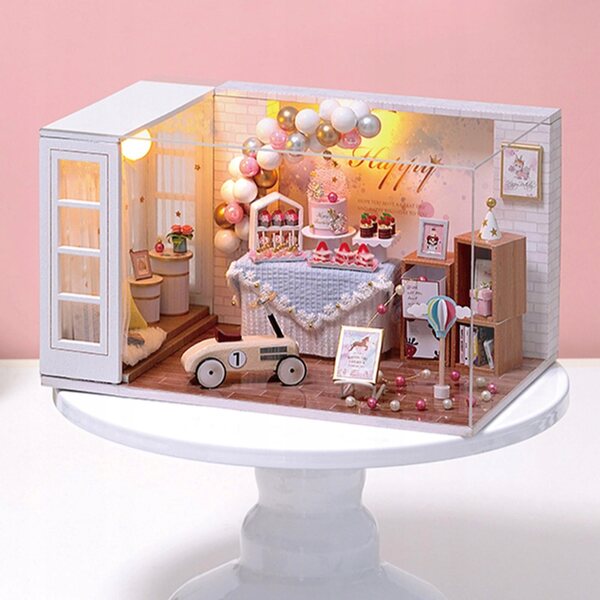 Miniatura Casa delle Bambole 1:24 fai da te in Legno con LED e Arredi Realistici