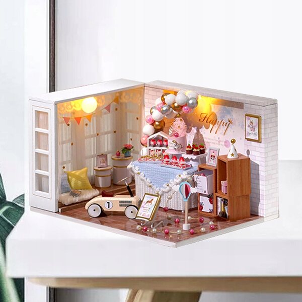 Miniatura Casa delle Bambole 1:24 fai da te in Legno con LED e Arredi Realistici
