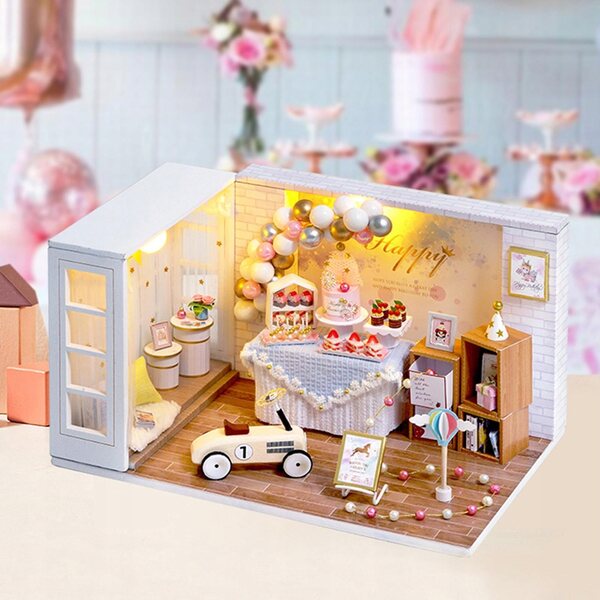 Miniatura Casa delle Bambole 1:24 fai da te in Legno con LED e Arredi Realistici
