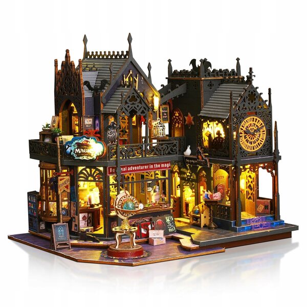 CUTEFUN Casa in miniatura fai-da-te con LED – Set di costruzione per adulti 21,3 cm