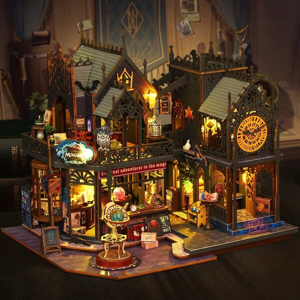 CUTEFUN Casa in miniatura fai-da-te con LED – Set di costruzione per adulti 21,3 cm